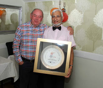 Bridgnorth Resident Phil Webster with Dave Miah at Himalaya Tandoori Restaurant