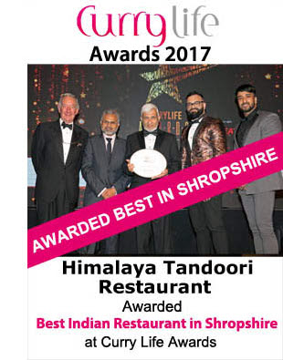 Himalaya Restaurant Winner Best In Shropshire 2017