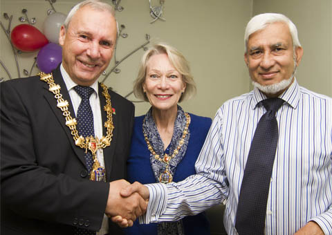 Mayor & Lady Mayoress & Bridgnorth Councillor Ron Whittle and Carol Whittle with Dave Miah